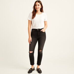 H&M NWT | Black Distressed Loose Fit Mom Jeans Size Women's 14